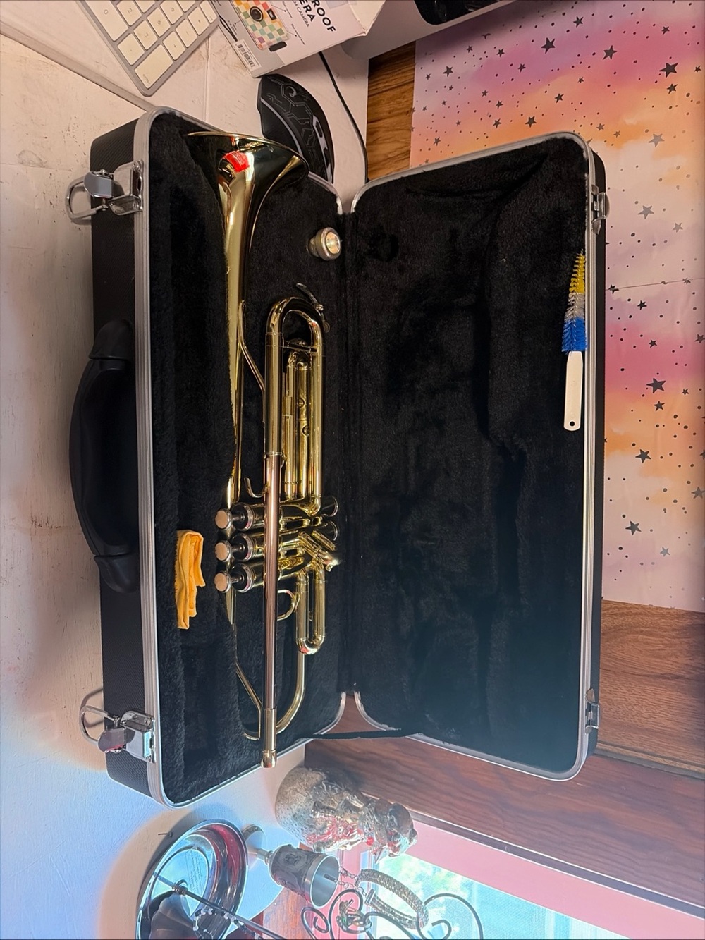 Brass Trumpet in Gold Finish with Protective Case